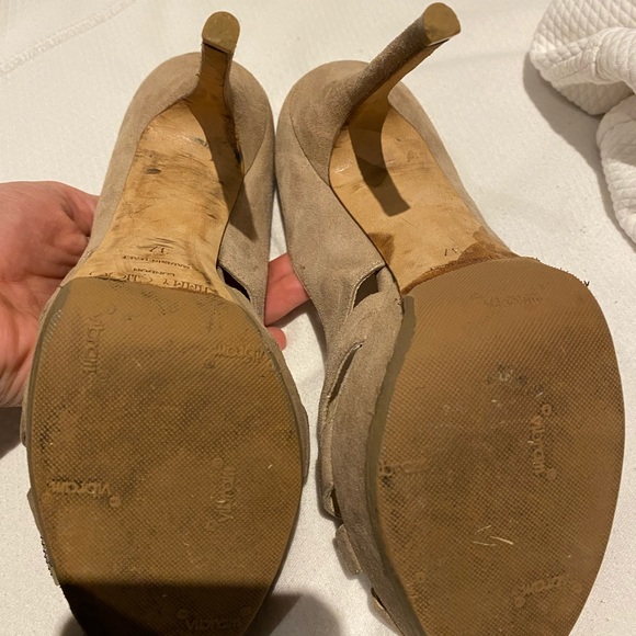 Jimmy Choo Suede Talva Crystal Embellished Bow Peep Toe Pumps - Picture 4 of 4